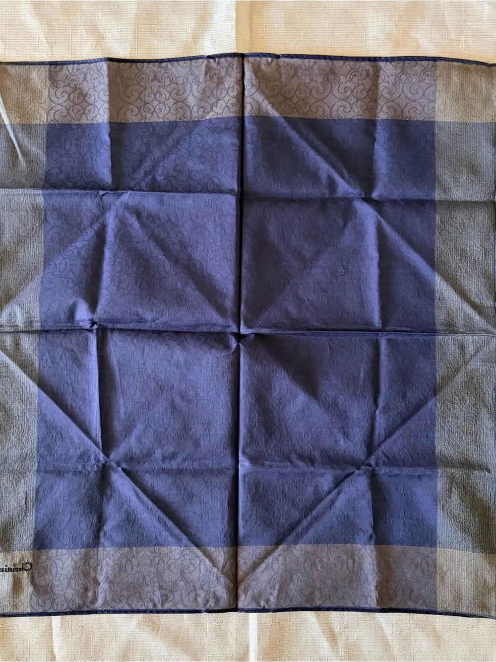 Christian Dior Navy and Gray Scarf /Handkercheif 18”x18”
